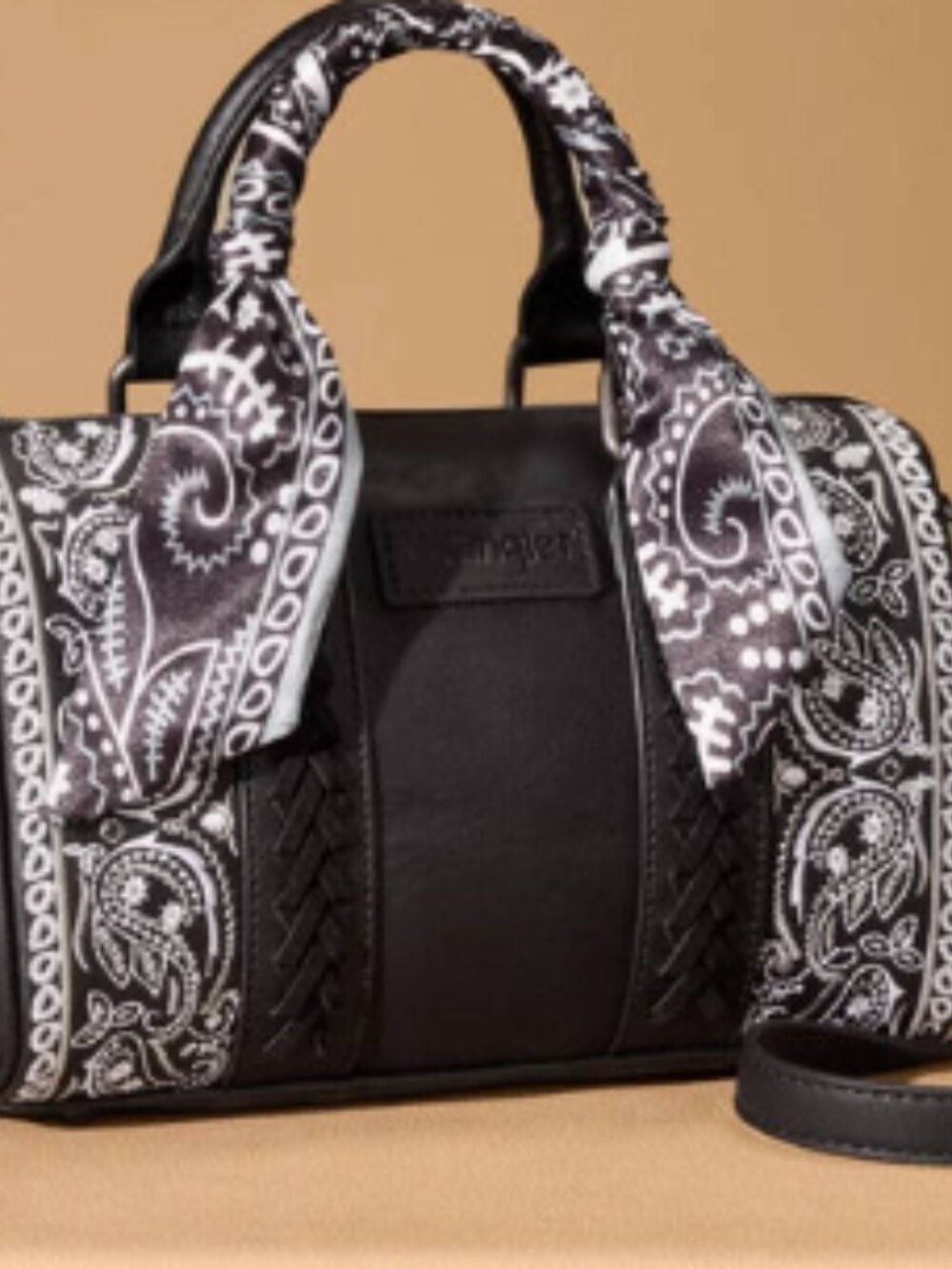 Wrangler Black Paisley Barrell Crossbody Bag NWT